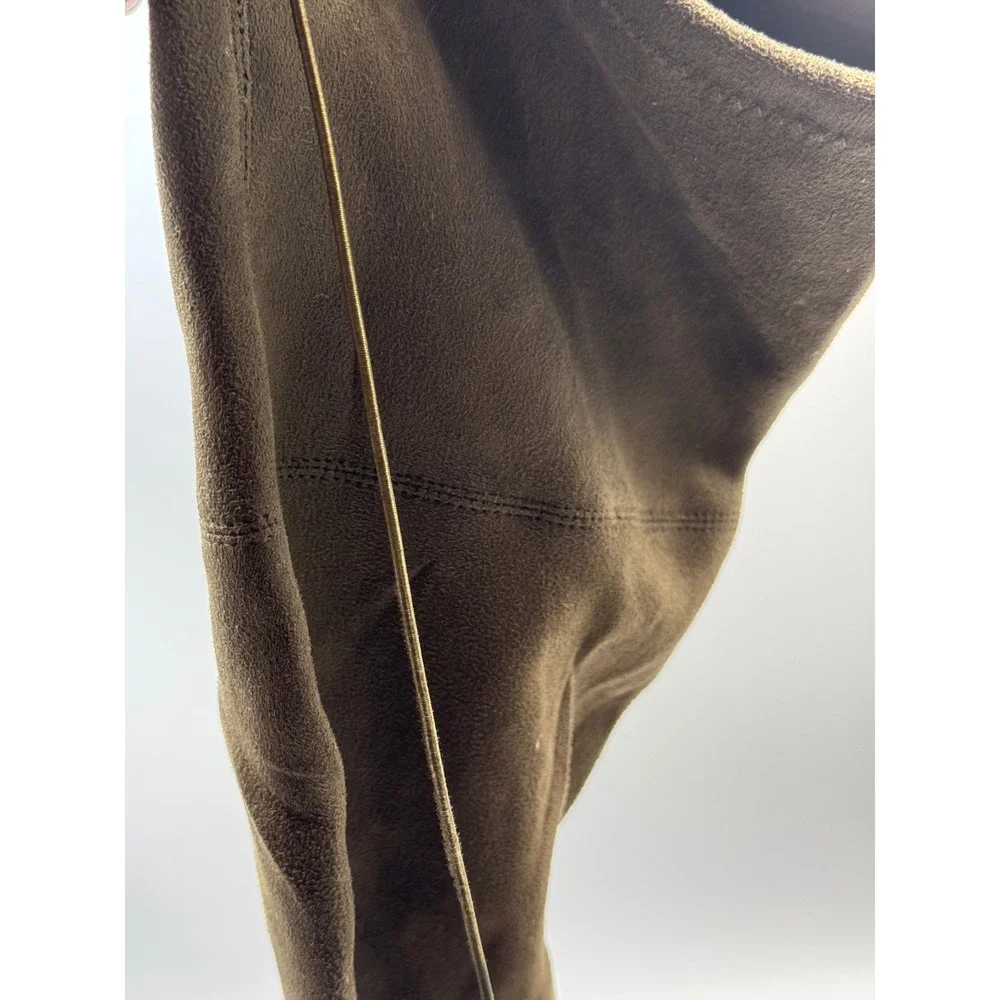Charles Albert OTK-FLAT Olive Drab Vegan Suede Over The Knee Flat Boots‎ 10M